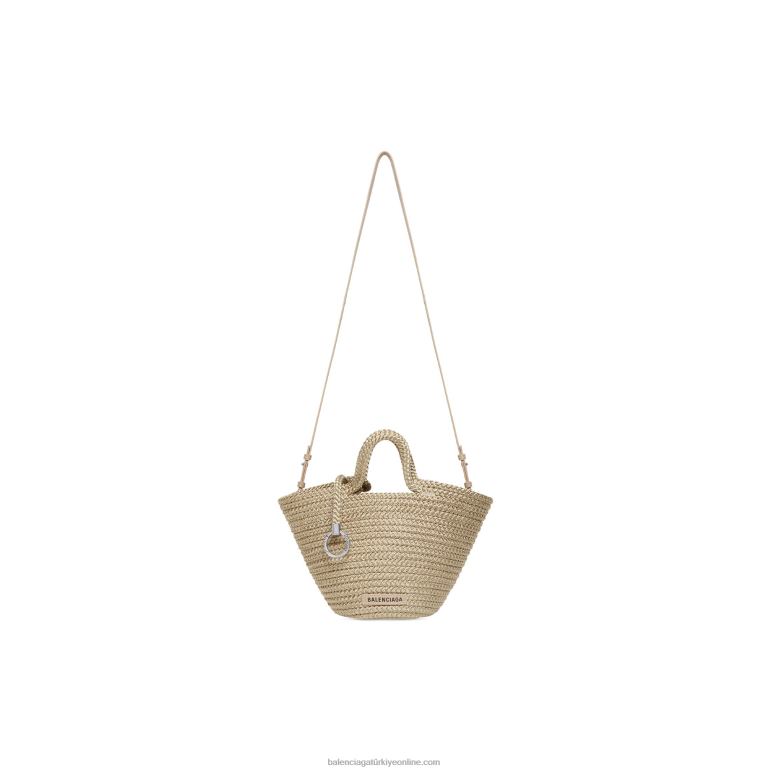 bej DBJ0F406 kadın ibiza askılı küçük sepet Balenciaga