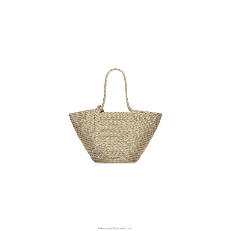 bej DBJ0F537 kadın ibiza büyük sepet Balenciaga