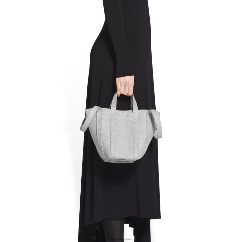 gümüş DBJ0F543 Kadınlar için her gün xs ışıltılı kumaştan kuzey-güney omuz çantası Balenciaga