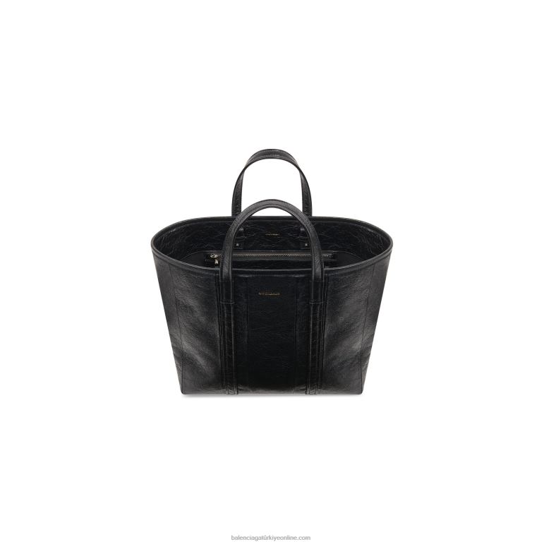 siyah DBJ0F1347 kadın dikenli orta doğu-batı alışveriş çantası Balenciaga