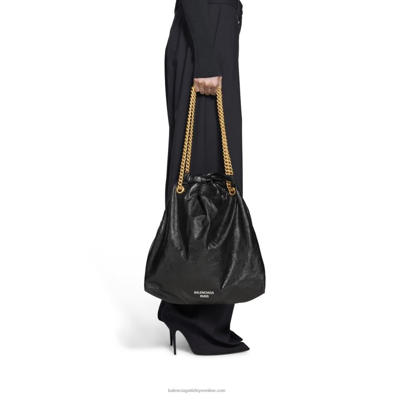 siyah DBJ0F428 kadınlar orta tote çanta ezmek Balenciaga