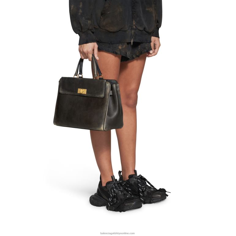 siyah DBJ0F474 kadın para orta tote çanta kullanılmış etkisi Balenciaga