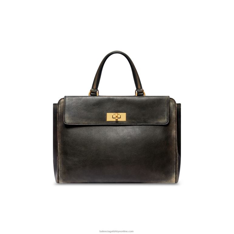 siyah DBJ0F474 kadın para orta tote çanta kullanılmış etkisi Balenciaga