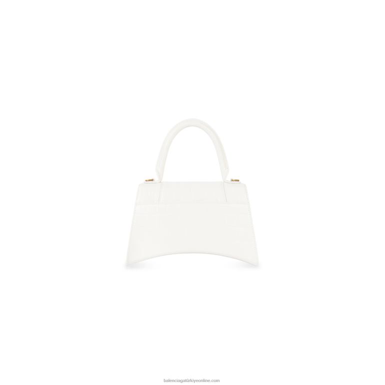 beyaz DBJ0F356 kadın kum saati küçük çanta timsah kabartmalı Balenciaga