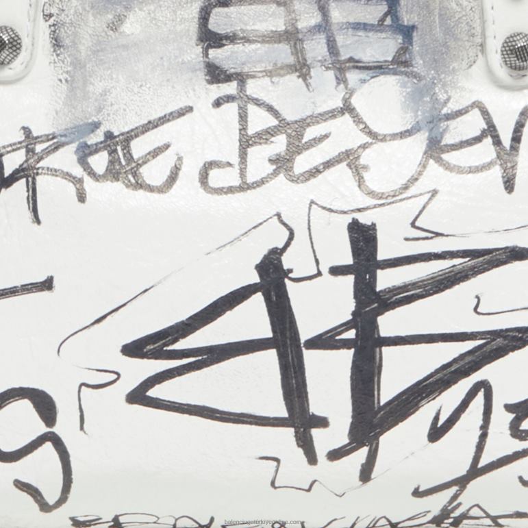 beyaz DBJ0F496 kadın neo cagole xs el çantası grafiti Balenciaga