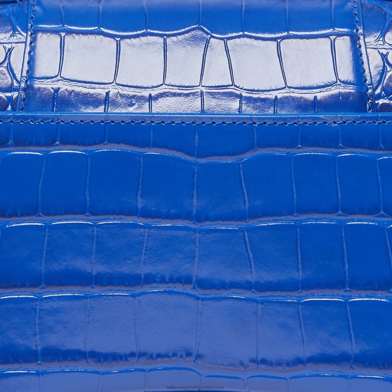 elektrik mavisi DBJ0F357 kadın kum saati küçük çanta timsah kabartmalı Balenciaga