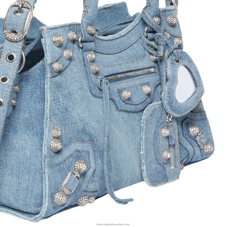mavi DBJ0F448 denim kadın neo cagole city el çantası Balenciaga