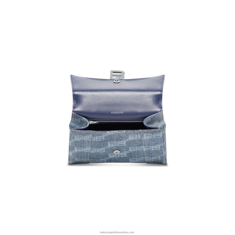 mavi DBJ0F471 kadın kum saati küçük çanta bb tuğrası ağartılmış kot Balenciaga