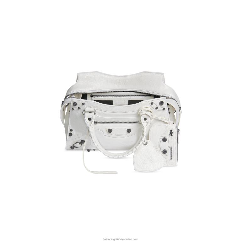 optik beyaz DBJ0F318 kadın neo cagole city küçük el çantası Balenciaga