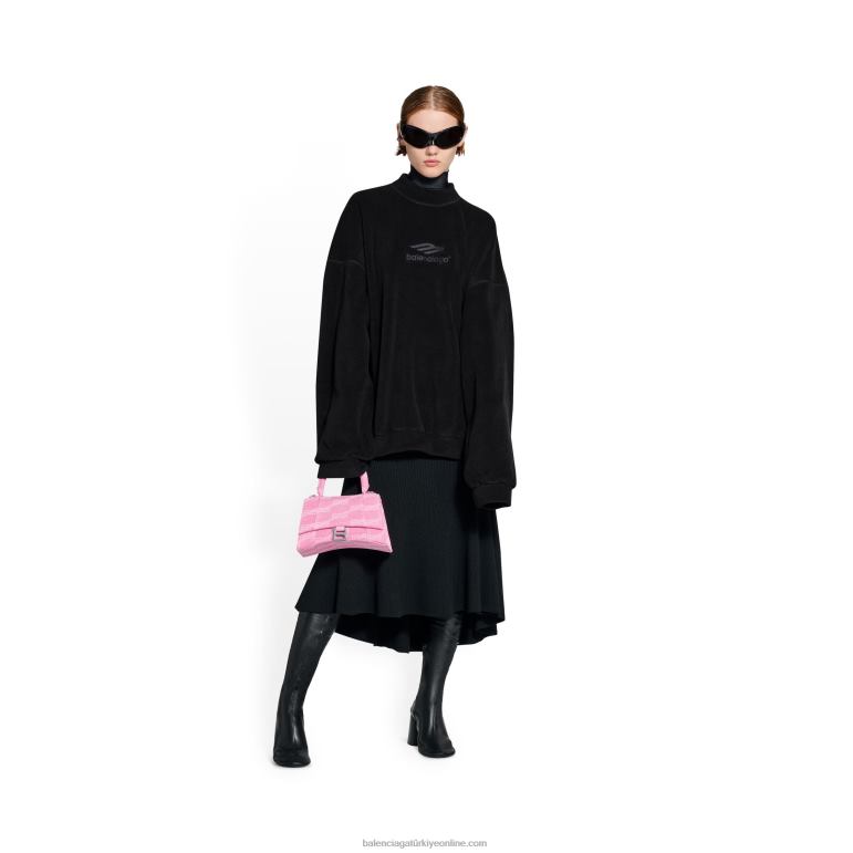 pembe DBJ0F536 kadın kum saati küçük çanta bb monogram denim Balenciaga