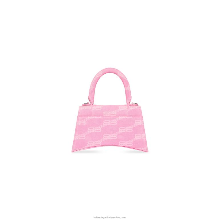 pembe DBJ0F536 kadın kum saati küçük çanta bb monogram denim Balenciaga