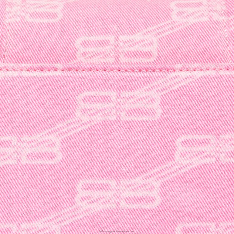 pembe DBJ0F536 kadın kum saati küçük çanta bb monogram denim Balenciaga
