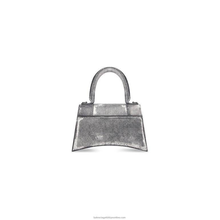 siyah DBJ0F439 kadın kum saati kot baskılı küçük el çantası Balenciaga
