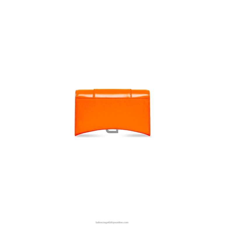 flu portakal DBJ0F597 kutuda zincir üzerinde kadın kum saati cüzdan Balenciaga