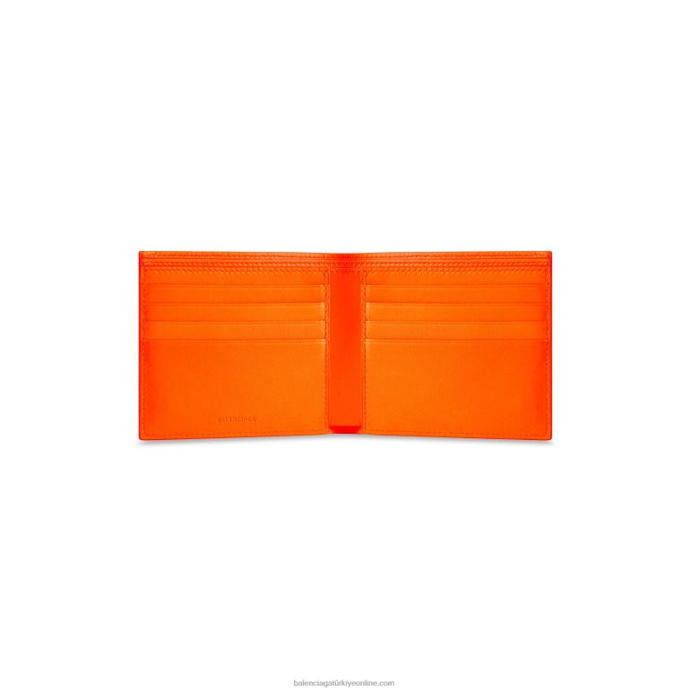 flu portakal DBJ0F600 kadın nakit kare katlanmış cüzdan Balenciaga