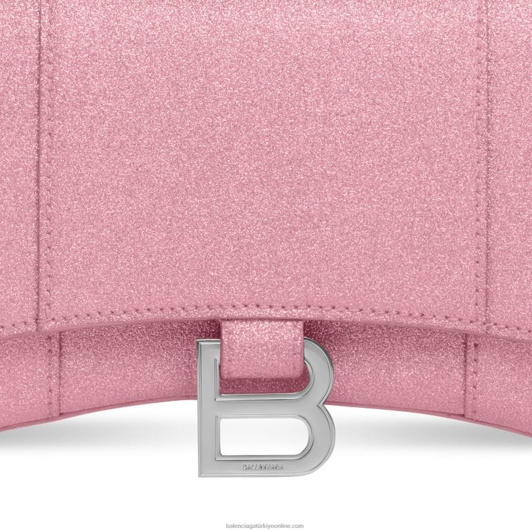 pembe DBJ0F391 ışıltılı kumaştan zincirli kadın kum saati xs cüzdanı Balenciaga