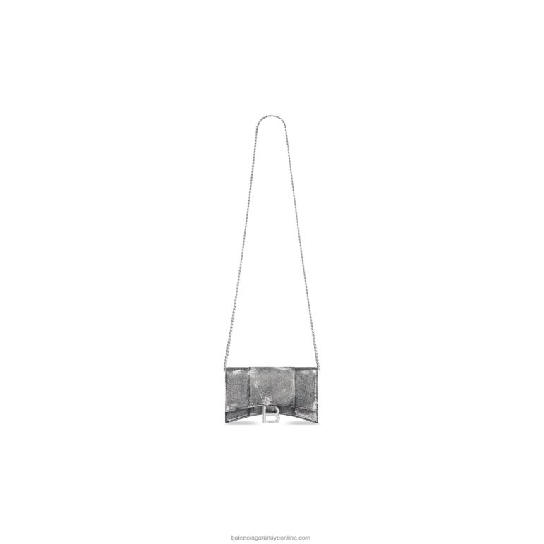 siyah DBJ0F596 kadın kum saati kot baskılı zincir cüzdan Balenciaga