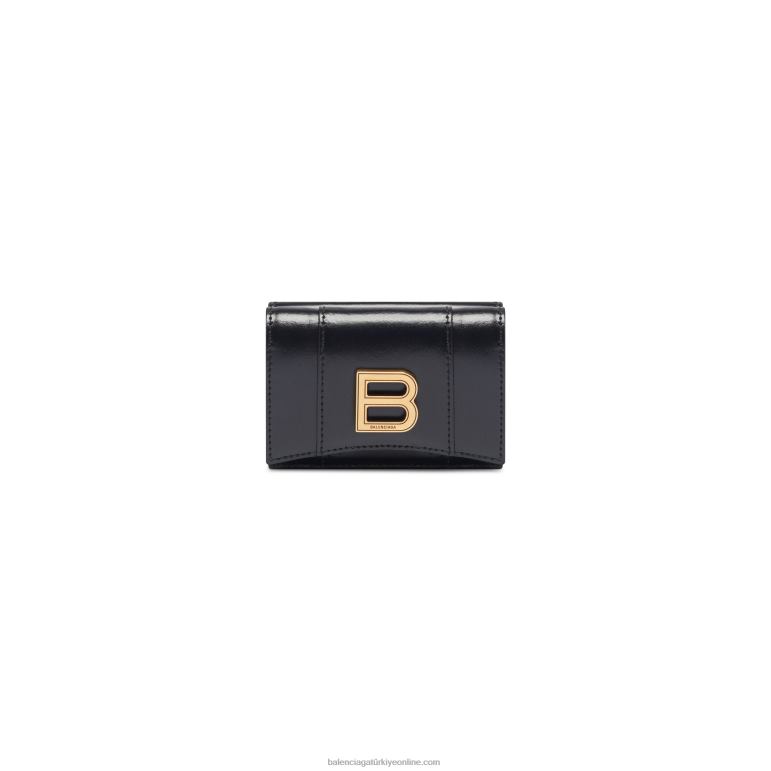 siyah DBJ0F624 kadın kum saati mini cüzdan Balenciaga