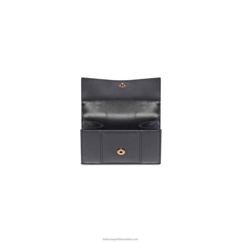 siyah DBJ0F624 kadın kum saati mini cüzdan Balenciaga