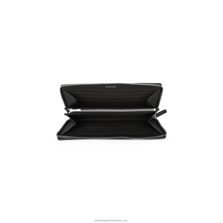 siyah DBJ0F648 kadın imzası continental cüzdan bb tuğrası kaplı kanvas Balenciaga