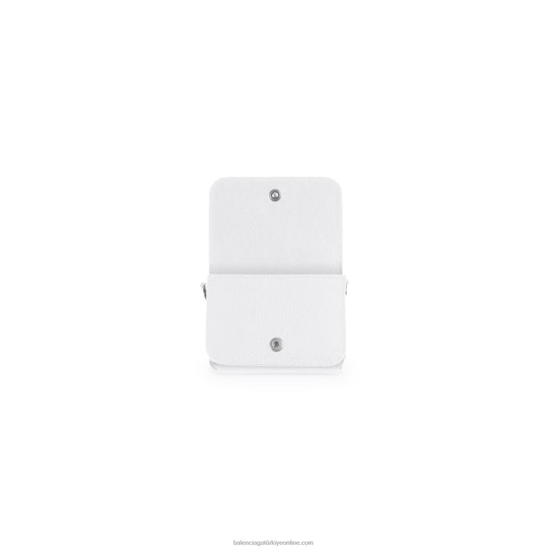 siyah beyaz DBJ0F653 zincir üzerinde kadın nakit mini cüzdan Balenciaga