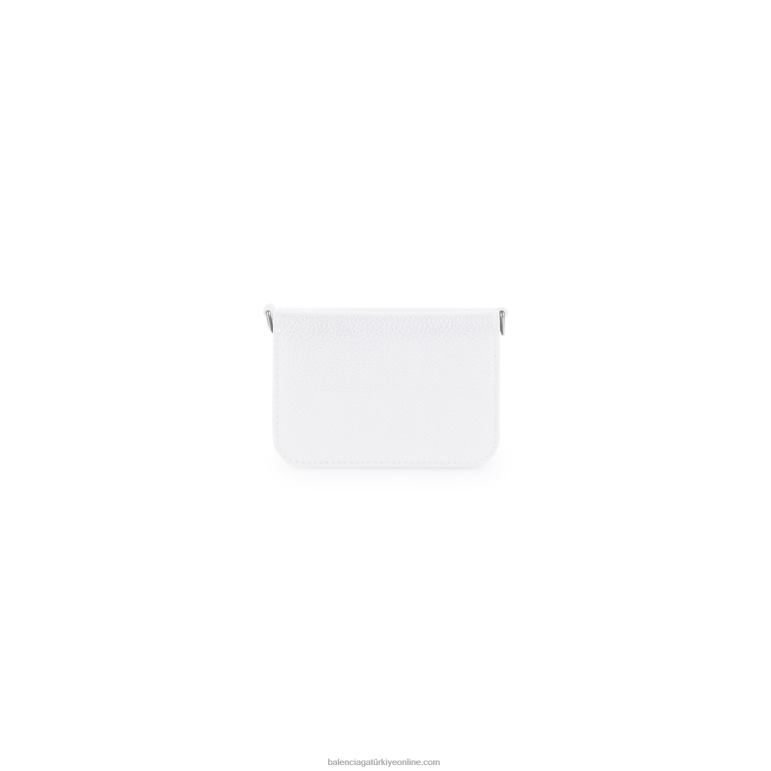 siyah beyaz DBJ0F653 zincir üzerinde kadın nakit mini cüzdan Balenciaga