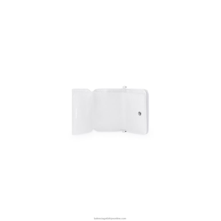 siyah beyaz DBJ0F653 zincir üzerinde kadın nakit mini cüzdan Balenciaga