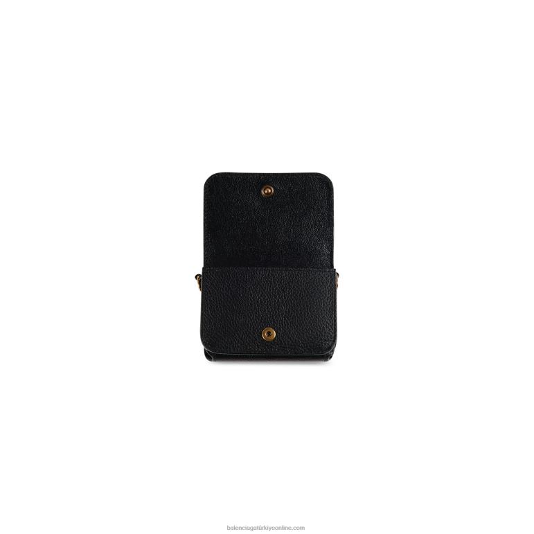 siyah beyaz DBJ0F654 zincir üzerinde kadın nakit mini cüzdan Balenciaga