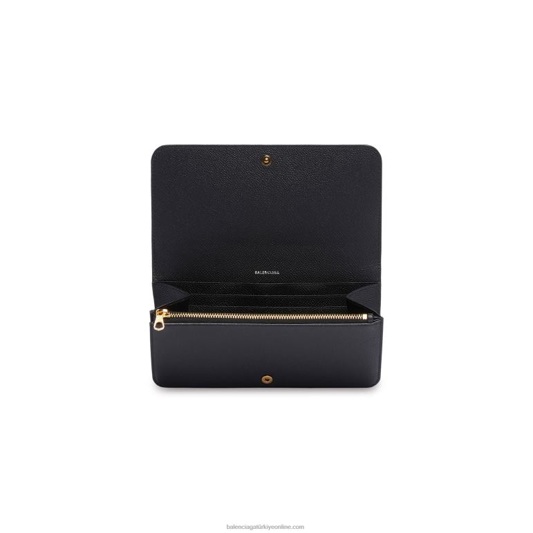 siyah beyaz DBJ0F665 kadın nakit ince para cüzdanı Balenciaga