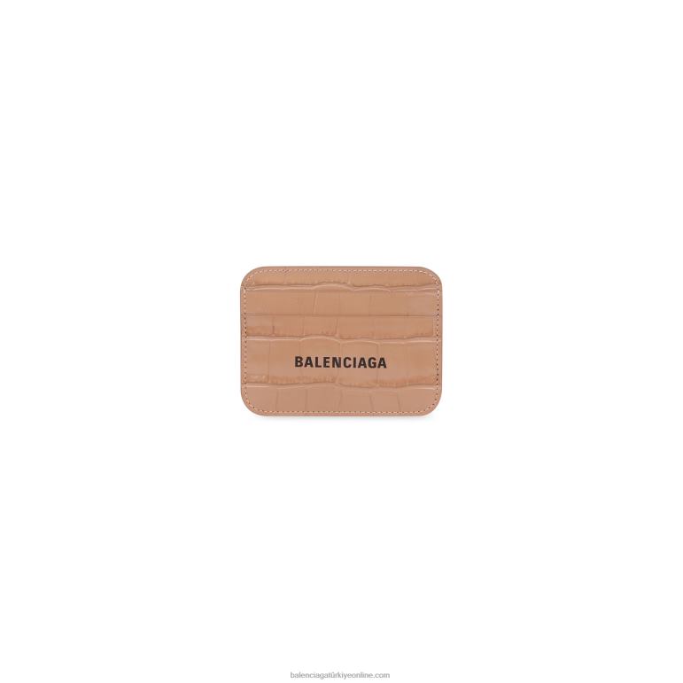 bej DBJ0F595 kadın nakit kart sahibi timsah kabartmalı Balenciaga