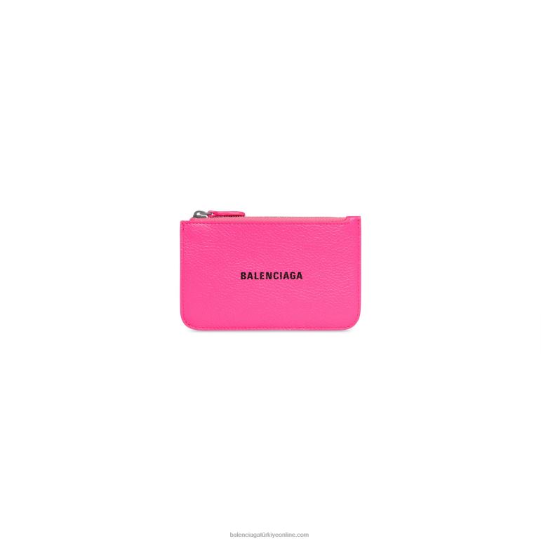 flu pembe DBJ0F642 kadın nakit büyük uzun madeni para ve kart sahibi Balenciaga