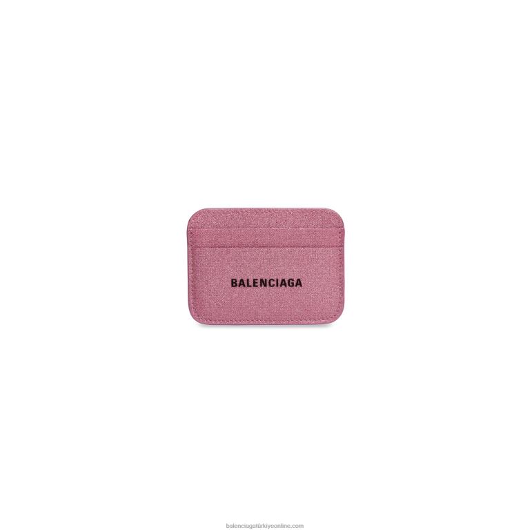 pembe DBJ0F556 ışıltılı kumaştan bayan nakit kartlık Balenciaga