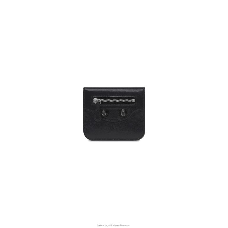 siyah DBJ0F610 kadın le cagole kapaklı bozuk para kartı sahibi Balenciaga