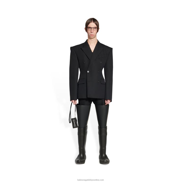 siyah DBJ0F659 anahtarlık bb monogram kaplı kanvas üzerinde kadın imza kartı kılıfı Balenciaga