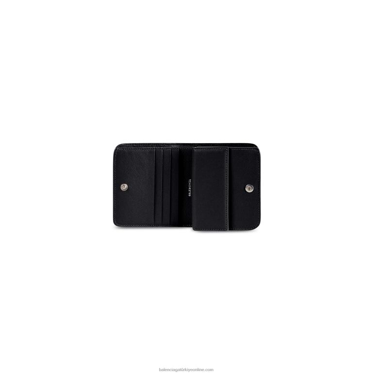 siyah DBJ0F660 kadın nakit flep madeni para ve kart sahibi Balenciaga