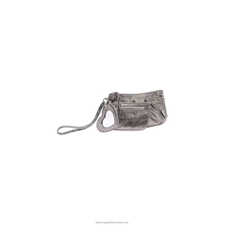 gümüş DBJ0F608 metalize kadın le cagole mini çoklu kese Balenciaga