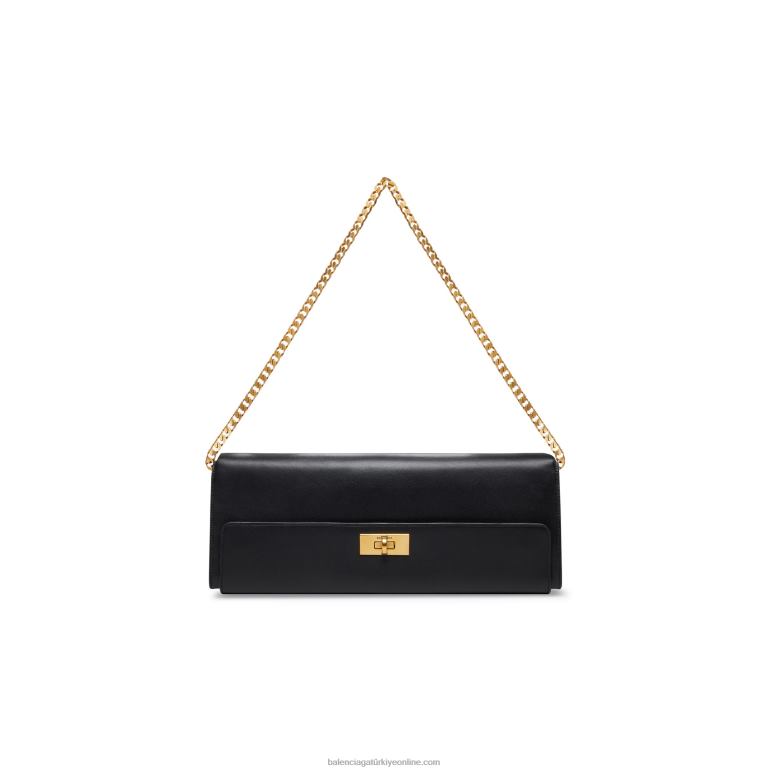 siyah DBJ0F477 kutuda zincir ile kadın para uzatılmış kese Balenciaga