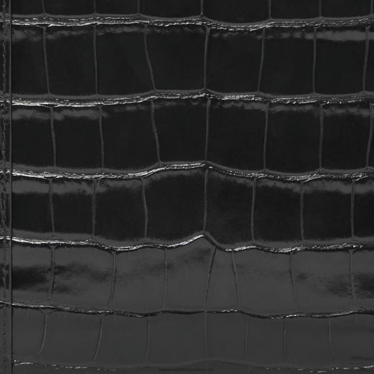 siyah DBJ0F617 kadın kum saati köşebent kese timsah kabartmalı Balenciaga