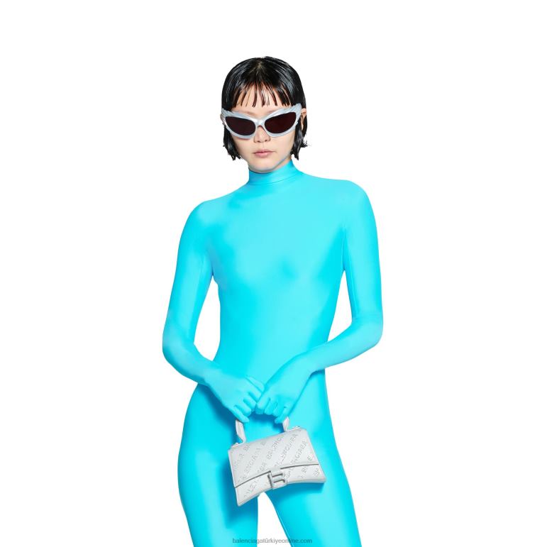 optik beyaz DBJ0F367 rhinestones ile kadın kum saati xs çanta Balenciaga