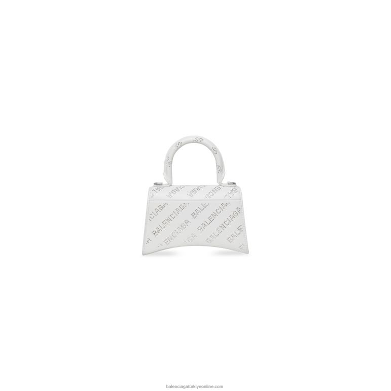 optik beyaz DBJ0F367 rhinestones ile kadın kum saati xs çanta Balenciaga