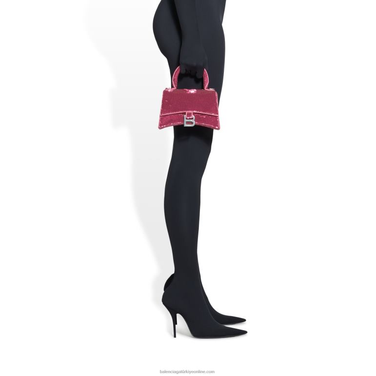 pembe DBJ0F277 zincir ve payet ile kadın kum saati xs çanta Balenciaga