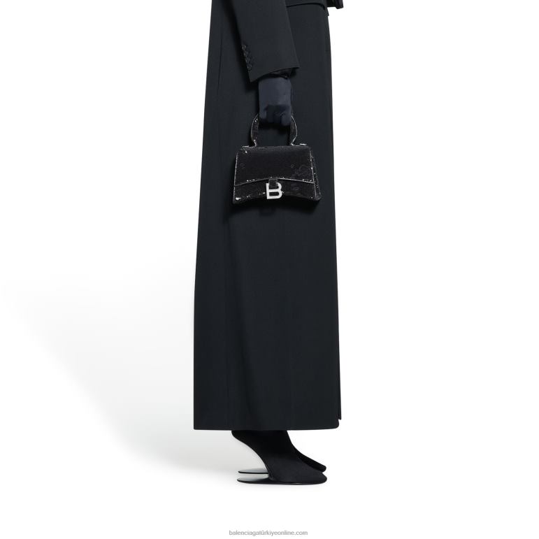siyah DBJ0F278 zincir ve payetler ile kadın kum saati xs çanta Balenciaga