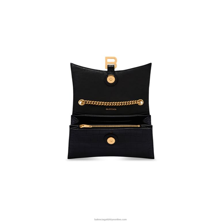 siyah DBJ0F344 kadın ezmek xs zincir çanta timsah kabartmalı Balenciaga