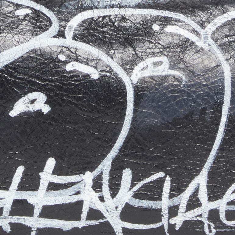 siyah DBJ0F445 kadın le cagole zincir grafiti ile mini çanta Balenciaga