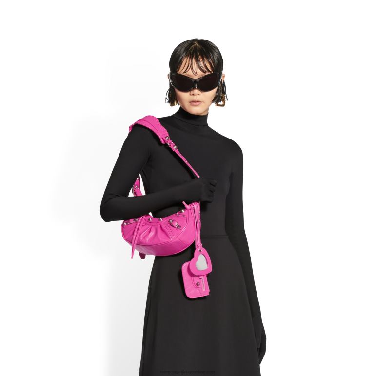 Parlak pembe DBJ0F285 kadın le cagole xs omuz çantası Balenciaga