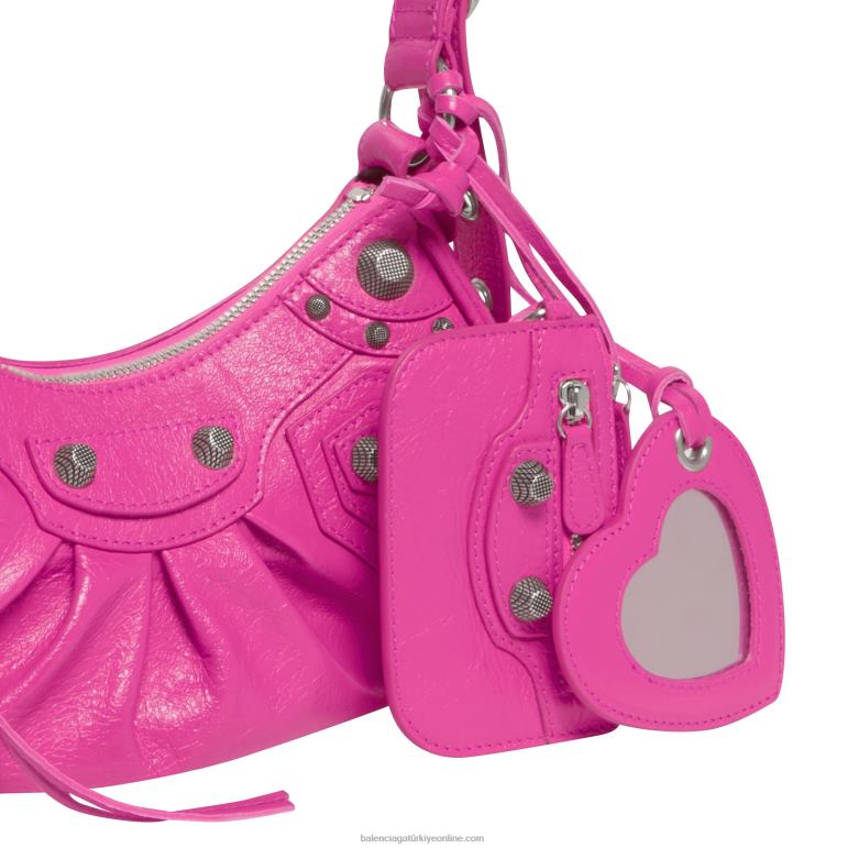 Parlak pembe DBJ0F285 kadın le cagole xs omuz çantası Balenciaga