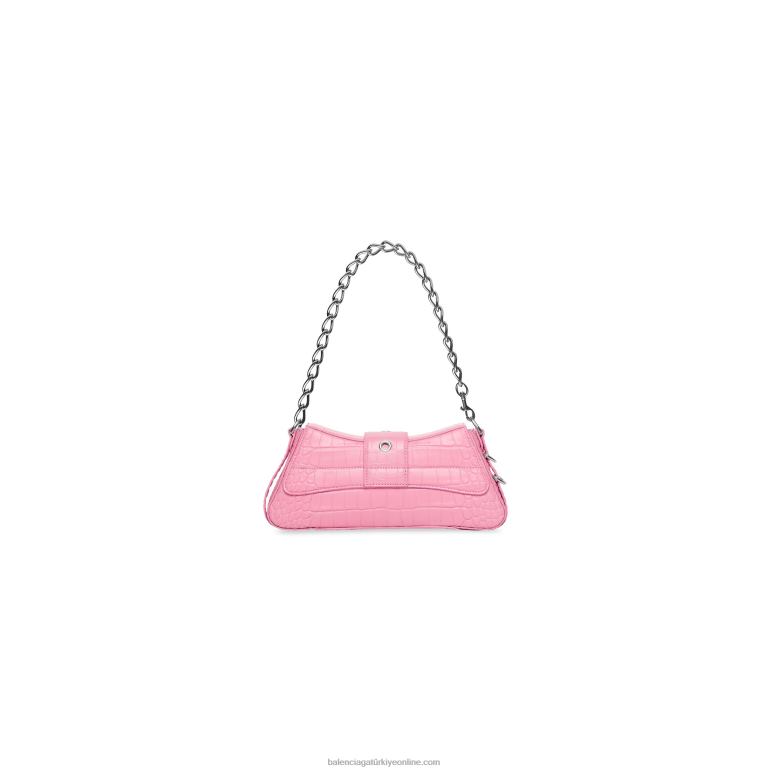 açık pembe DBJ0F398 lindsay timsah derisi kabartmalı küçük omuz çantası Balenciaga