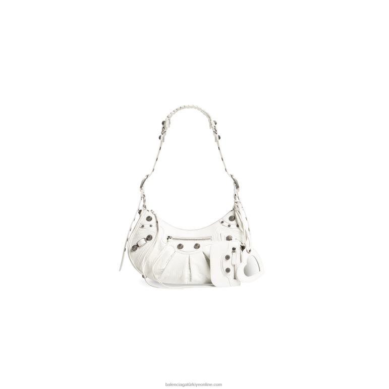 beyaz DBJ0F314 kadın le cagole küçük omuz çantası Balenciaga