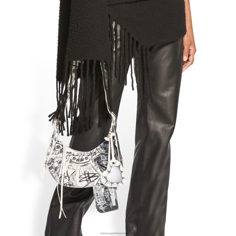beyaz DBJ0F492 kadın le cagole xs omuz çantası grafiti Balenciaga