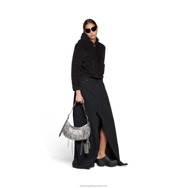 gümüş DBJ0F444 kadın le cagole metalize küçük omuz çantası Balenciaga